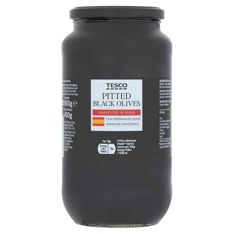 Tesco Pitted Black Olives 900G