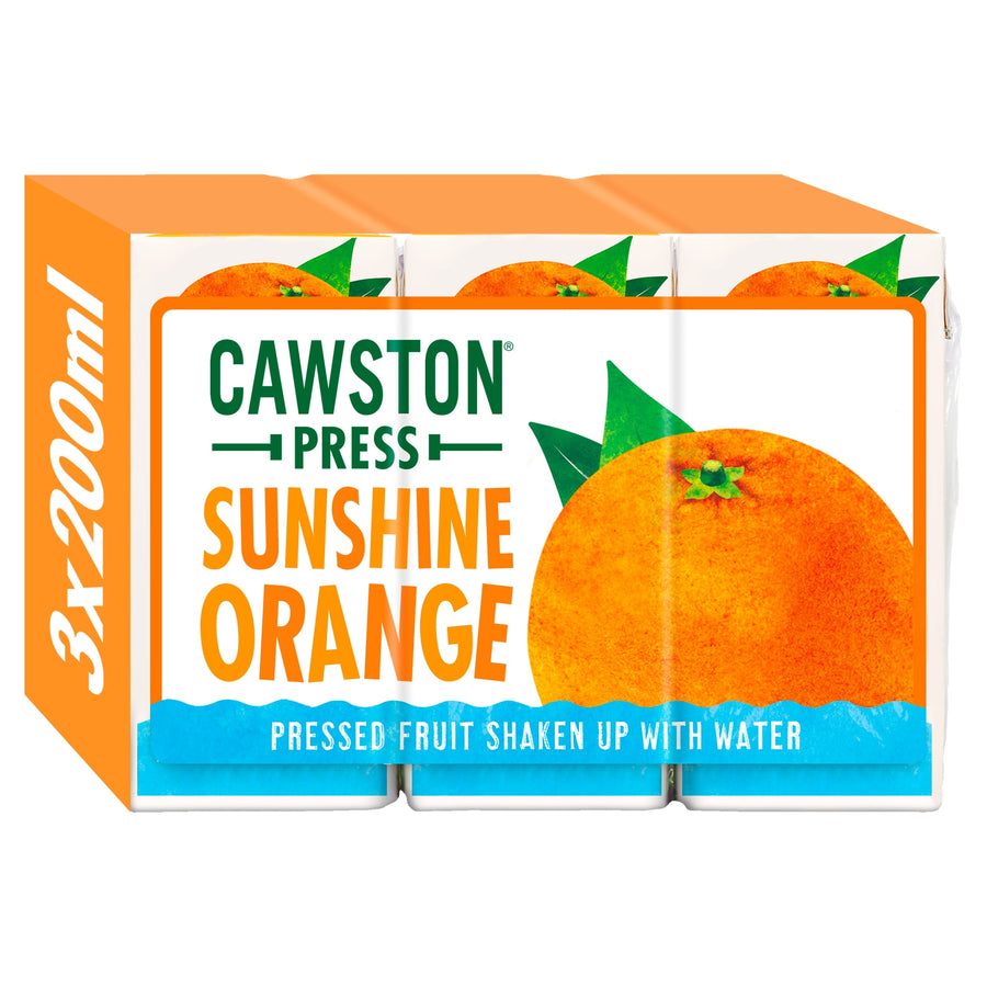 Cawston Press Sunshine Orange Fruit Water Juice Drink 3 x 200ml