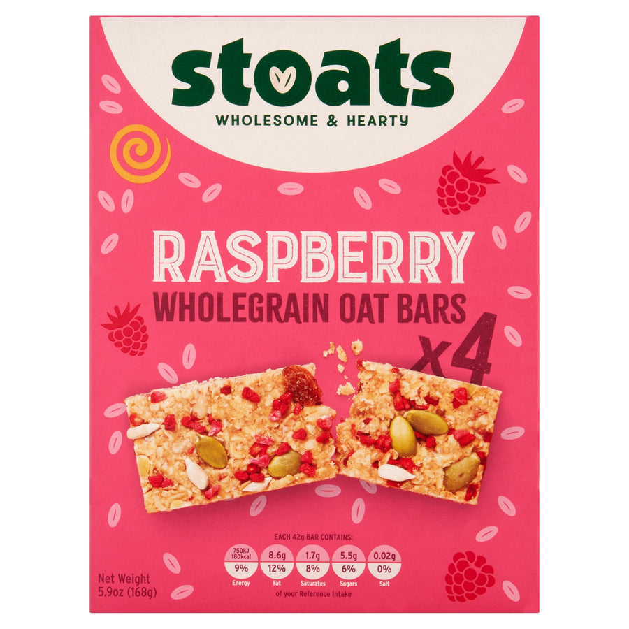 Stoats Raspberry & Honey Porridge Oat Bars 4 x 42g (168g)