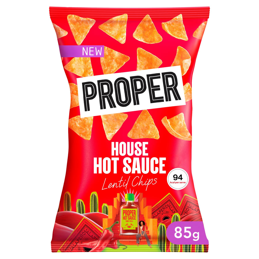 PROPER House Hot Sauce Lentil Chips 85g