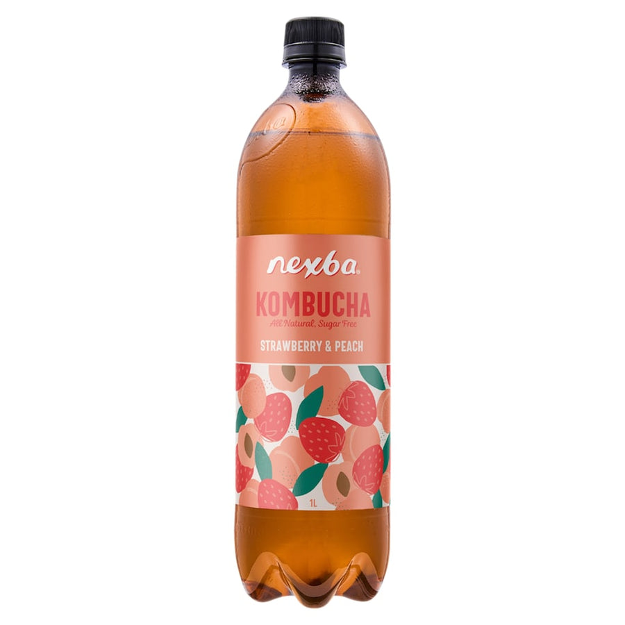 Nexba Strawberry & Peach Kombucha Drink 1 Litre