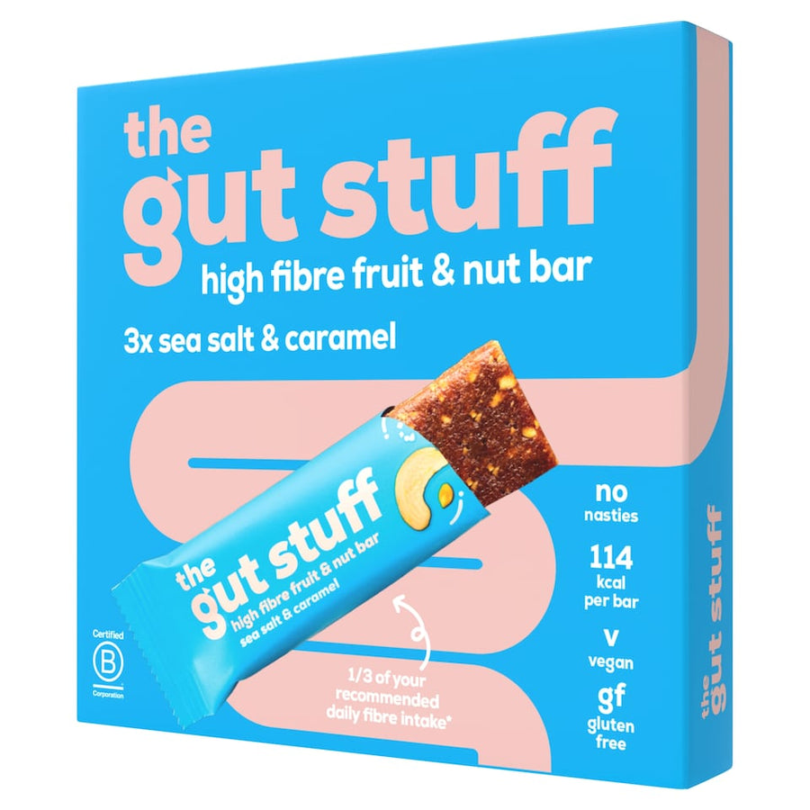 The Gut Stuff High Fibre Fruit & Nut Bar - Sea Salt & Caramel 3 x 35g