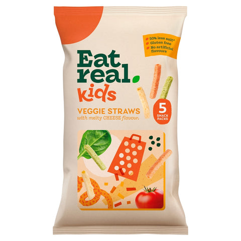 Eat Real Kids Multipack Cheese Flavour Veggie Straws Tomato Kale & Spinach 5 X 16g
