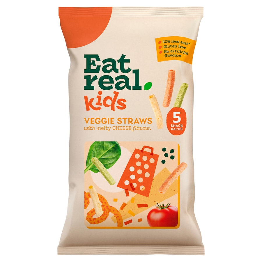 Eat Real Kids Multipack Cheese Flavour Veggie Straws Tomato Kale & Spinach 5 X 16g