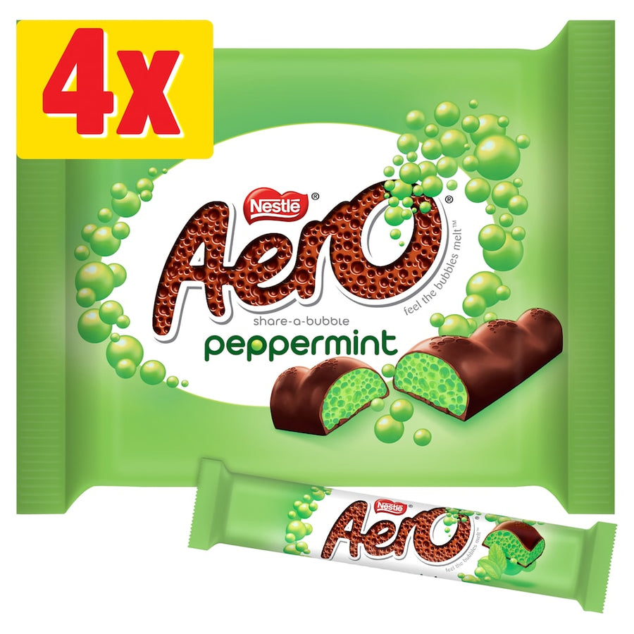 Aero Bubbly Peppermint Mint Chocolate Bar Multipack 27g 4 Pack