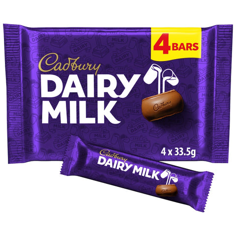 Cadbury Dairy Milk Chocolate Bar 4 Pack Multipack 134g