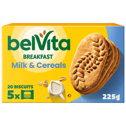 Belvita Breakfast Milk & Cereal Biscuit Snack Bars Pack 5 x 45g