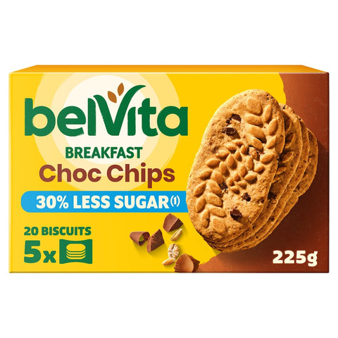 Belvita Cocoa Chocolate Chip Cereal Biscuit Snack Bars Pack 5 x 45g