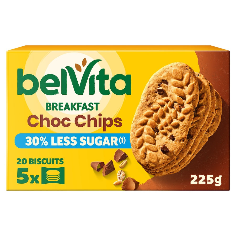 Belvita Cocoa Chocolate Chip Cereal Biscuit Snack Bars Pack 5 x 45g