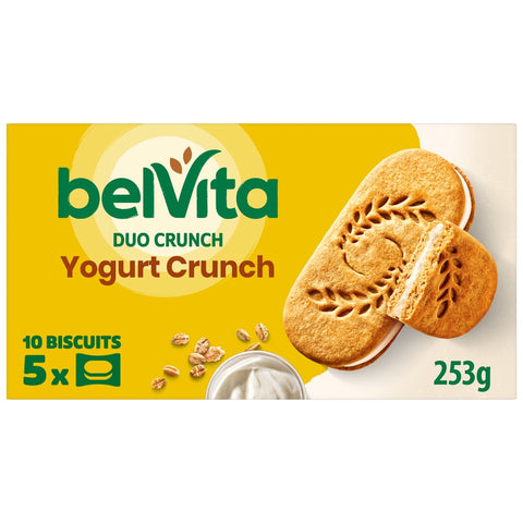 Belvita Breakfast Biscuit Yogurt Crunch Cereal Biscuit Snack Bars Pack 5 x 50g