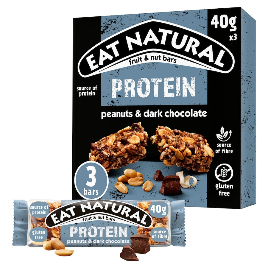 Eat Natural Protein Fruit & Nut Bars - Peanuts & Dark Chocolate 3 x 40g