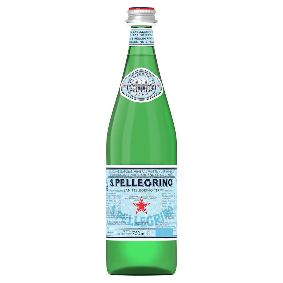 San Pellegrino Sparkling Natural Mineral Water Glass Bottle 750ml
