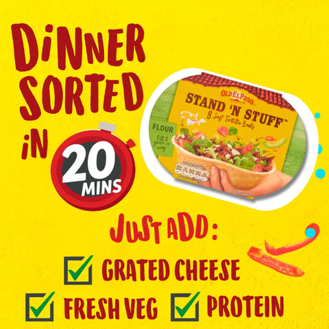 Old El Paso Stand 'N Stuff Soft Flour Tortillas Wraps 8Pk 193G