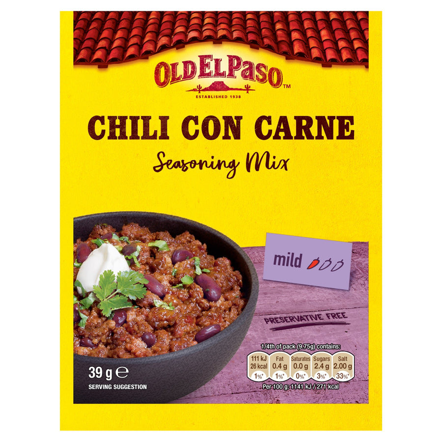 Old El Paso Chilli Con Carne Seasoning Spice Mix 39G