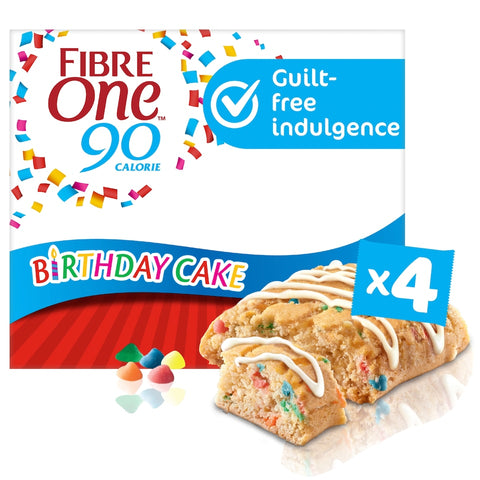 Fibre One 90 Calorie Birthday Cake Squares Snack Bars 4 x 24g