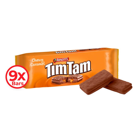 Tim Tam Chewy Caramel Chocolatey Biscuit Bars 9 Pieces 175g