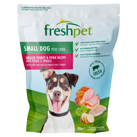 Freshpet Small Dog Grilled Turkey  & Pork with Potato & Spinach Fresh Dog Food 400g