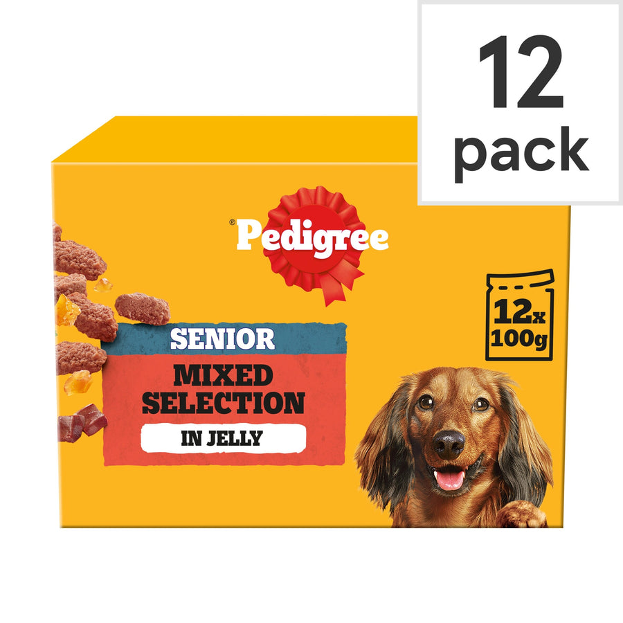 Pedigree Senior Dog Food Pouches Mixed in Jelly 12x100g