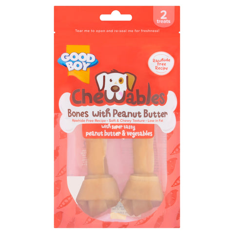 Good Boy Chewables Dog Treats 2 Peanut Butter Medium Bones 158g