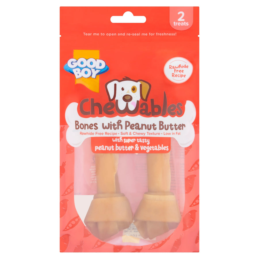 Good Boy Chewables Dog Treats 2 Peanut Butter Medium Bones 158g
