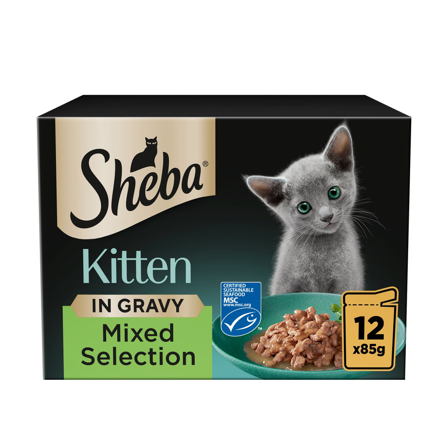 Sheba Kitten Wet Cat Food Mixed Selection in Gravy 12x85g