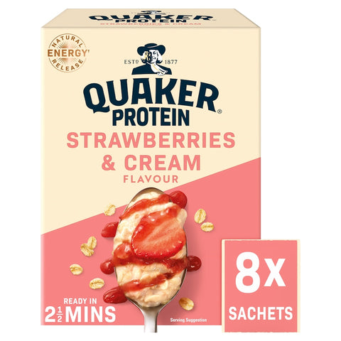 Quaker Protein Porridge Sachets - Strawberries & Cream 8x42g