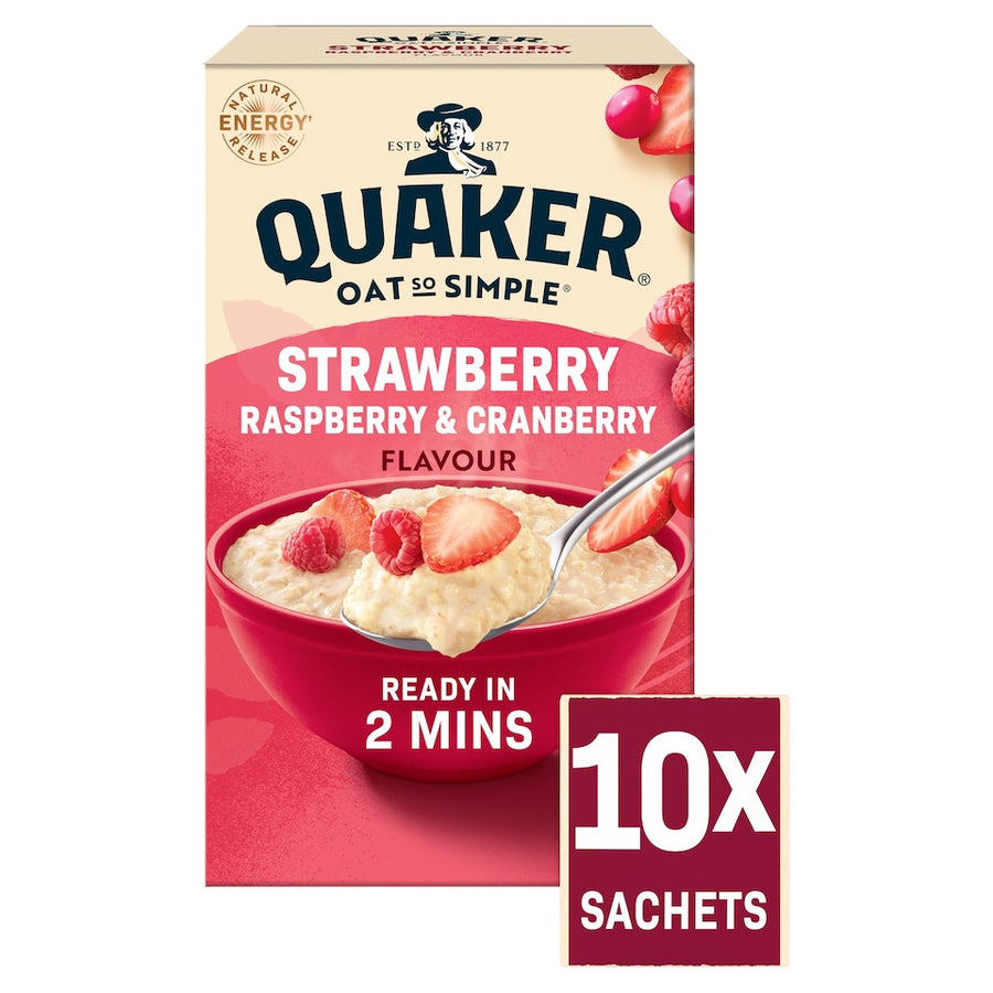 Quaker Oat So Simple Strawberry, Raspberry & Cranberry Porridge Sachets 10x33.9g