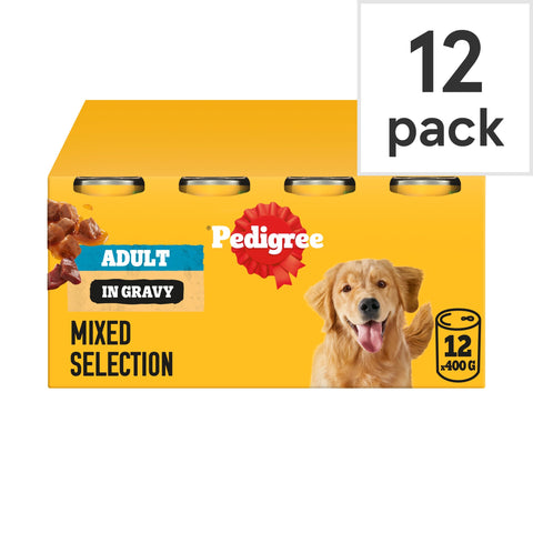 Pedigree Dog Food Tin Cans Mixed Selection in Gravy 12x400g