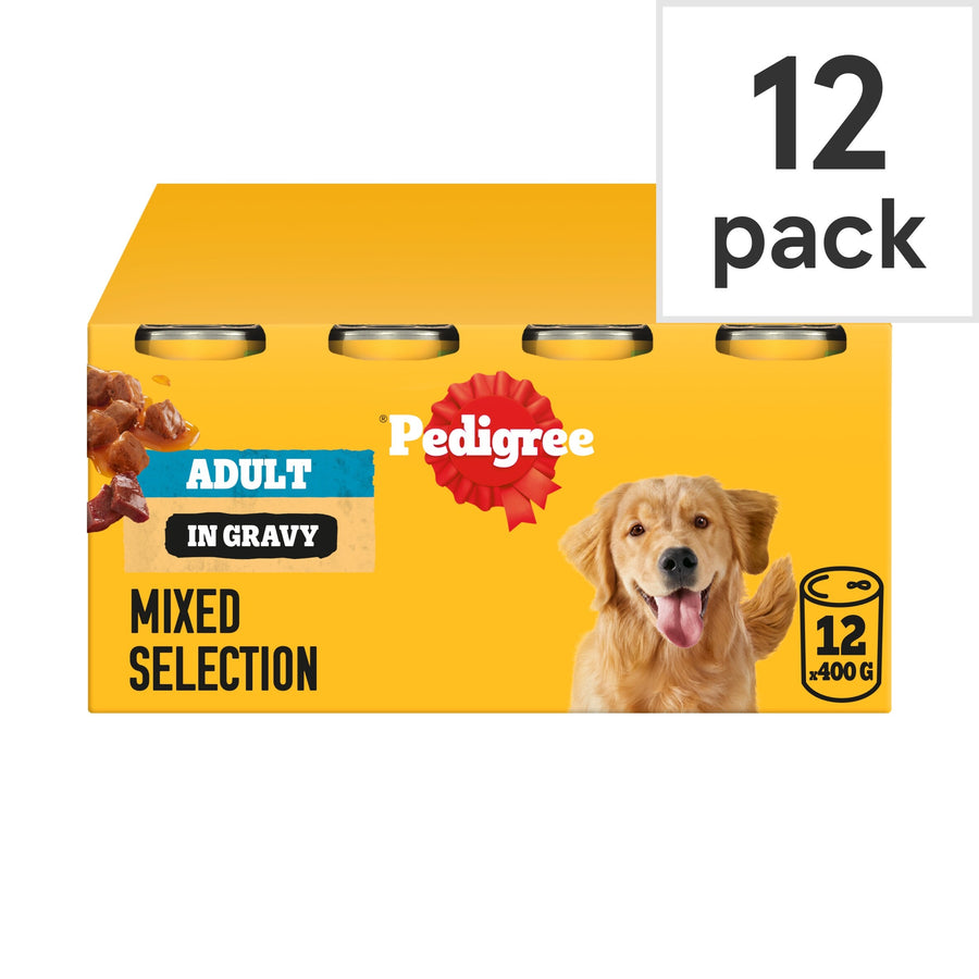 Pedigree Dog Food Tin Cans Mixed Selection in Gravy 12x400g