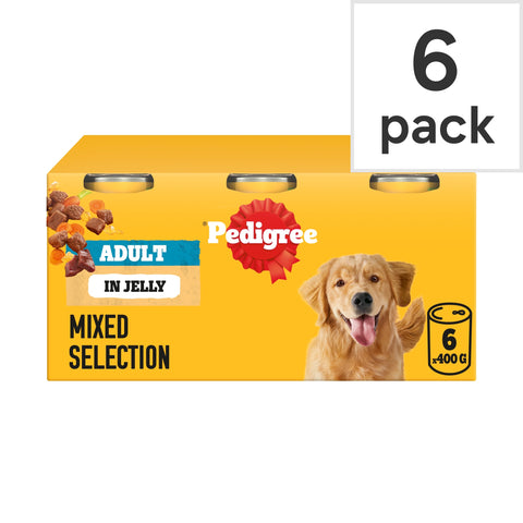 Pedigree Adult Wet Dog Food Tins Mixed in Jelly 6 x 400g