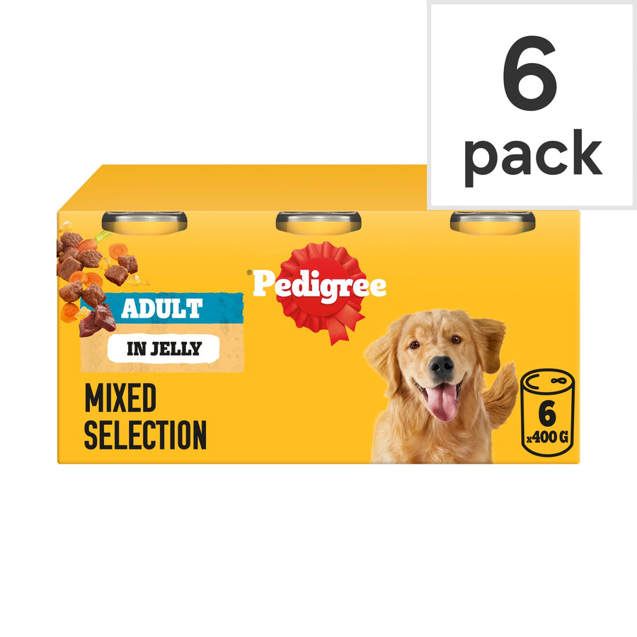 Pedigree Adult Wet Dog Food Tins Mixed in Jelly 6 x 400g