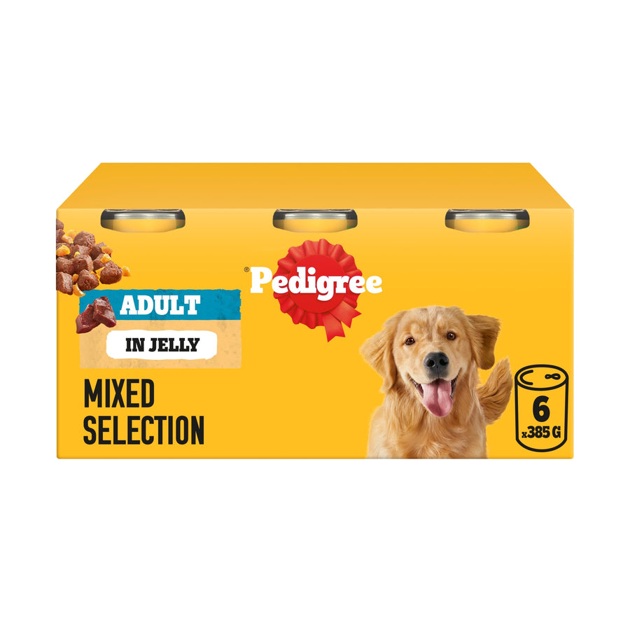 Pedigree Adult Wet Dog Food Tins Mixed in Jelly 6 x 385g