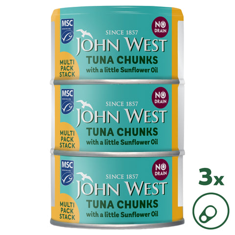 John West No Drain Tuna Chunks with a Little Sunflower Oil MSC 3x100g