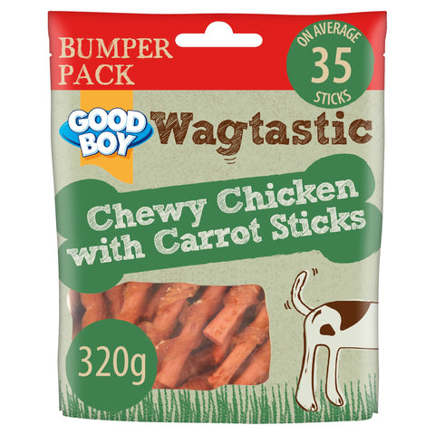 Good Boy Wagtastic Dog Treats Chicken Carrot Sticks 320g