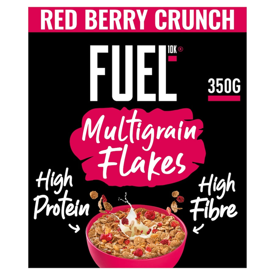 FUEL10K Red Berry Multigrain Flakes High Protein Breakfast Cereal 350g