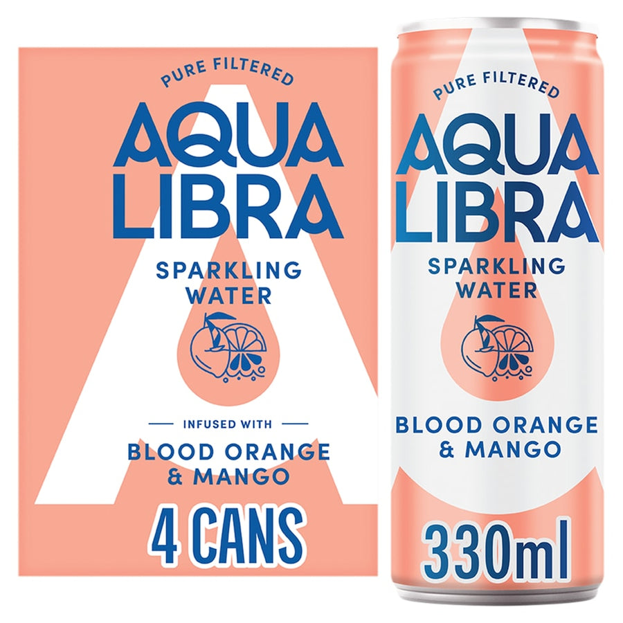 Aqua Libra Sparkling Water Blood Orange & Mango 4 x 330ml