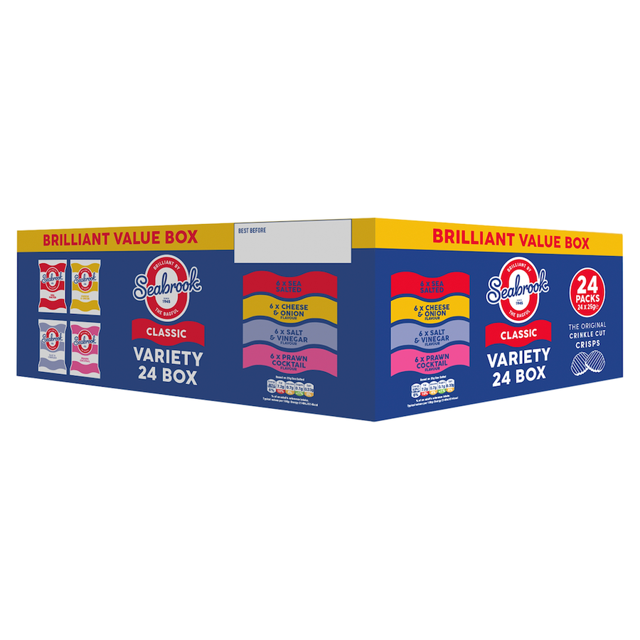 Seabrook Crinkle Crisps Classic Variety Box 24x25g