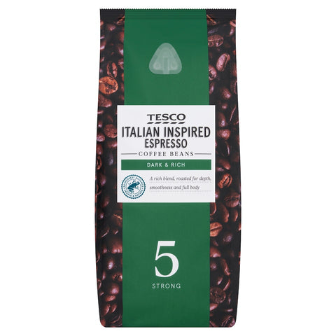 Tesco Italian Inspired Espresso Coffee Beans Medium - Strong 454G
