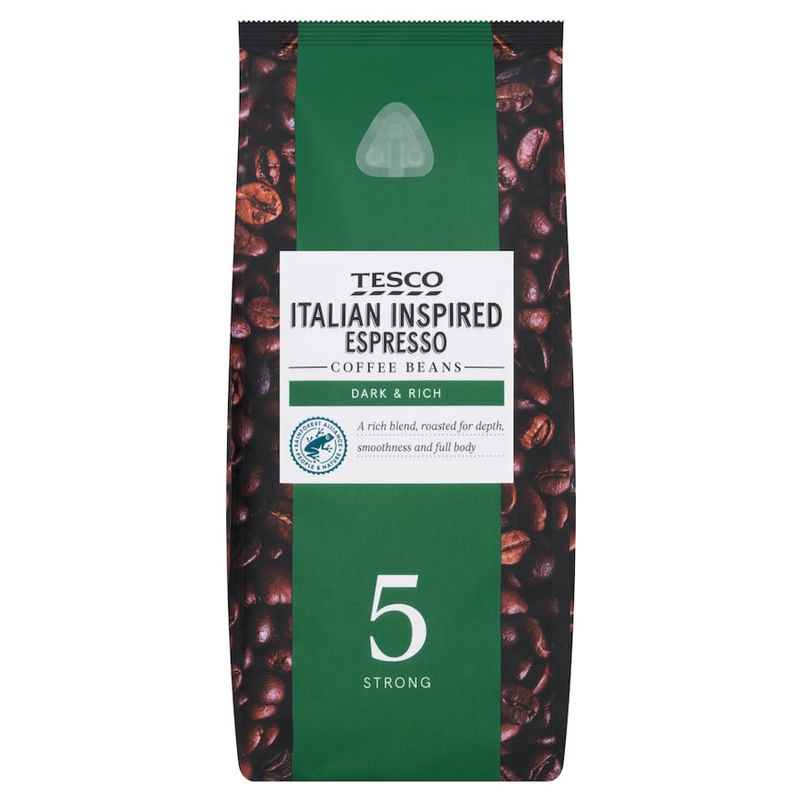 Tesco Italian Inspired Espresso Coffee Beans Medium - Strong 454G