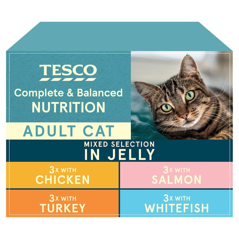 Tesco Adult Cat Food Mixed Selection In Jelly 12X400g