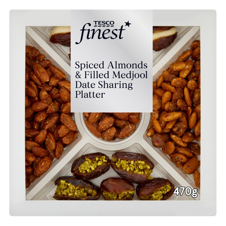 Tesco Finest Spiced Almonds Medjool Date Tray 450G