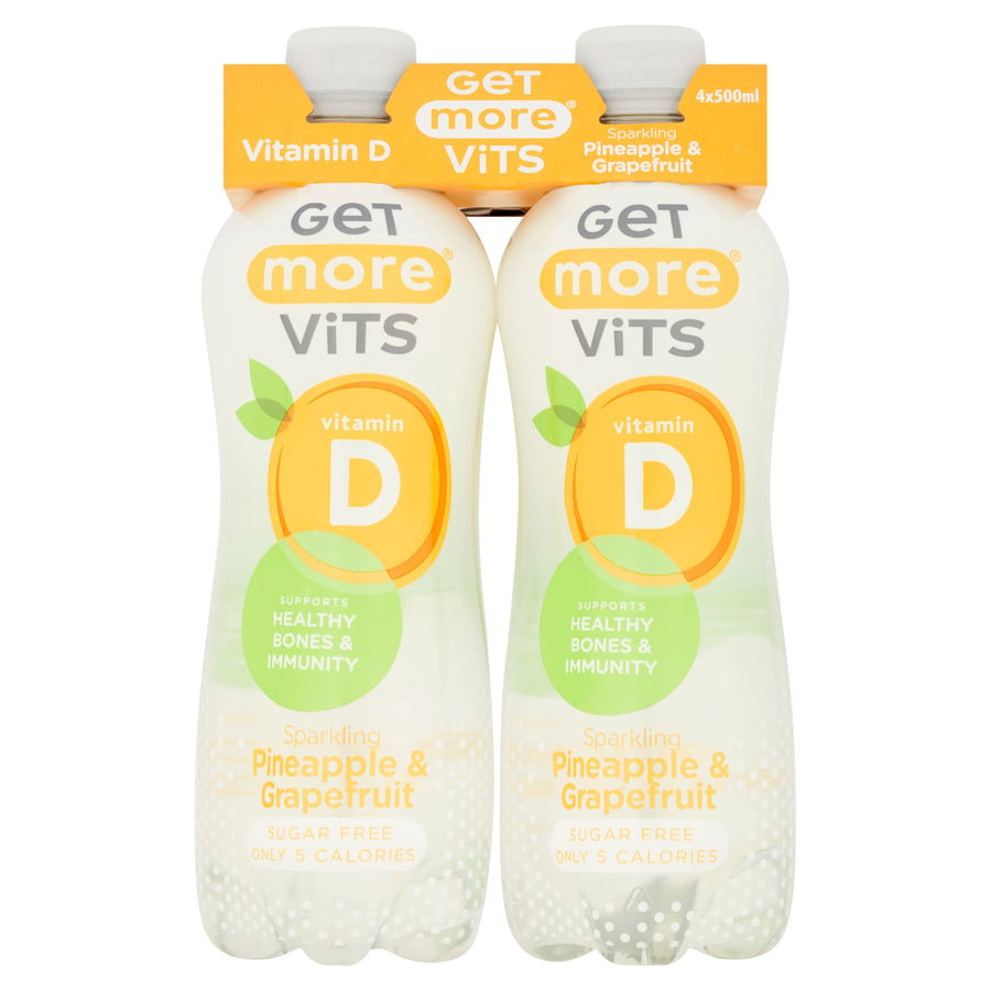 Get More Vits Vitamin D Sparkling Pineapple & Grapefruit 4 x 500ml