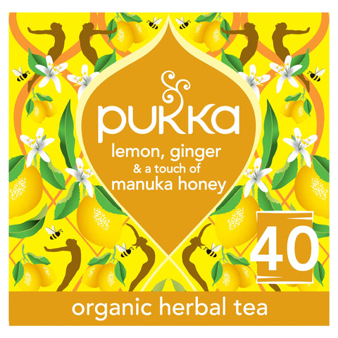 Pukka Organic Lemon, Ginger & a touch of Manuka Honey 40 Immunity Herbal Tea Bags 68g