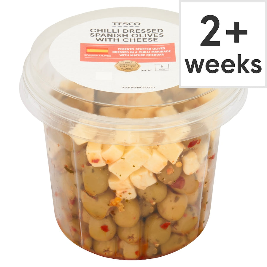 Tesco Chilli Dressed Spanish Olives with Cheese 420g