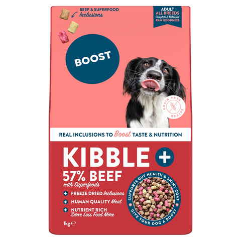BOOST Kibble Plus with Real Beef & Superfood Freeze Dried for Dogs 1kg