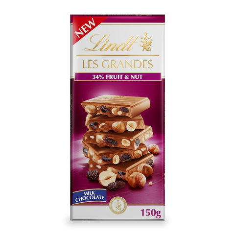 Lindt Les Grandes Chocolate Bar with 34% Fruit & Nut 150g