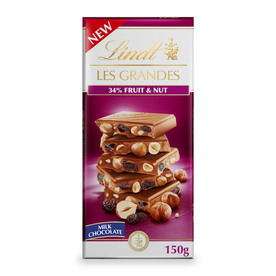 Lindt Les Grandes Chocolate Bar with 34% Fruit & Nut 150g