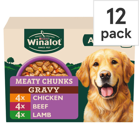 WINALOT Meaty Chunks Mixed in Gravy Wet Dog Food 12x100g