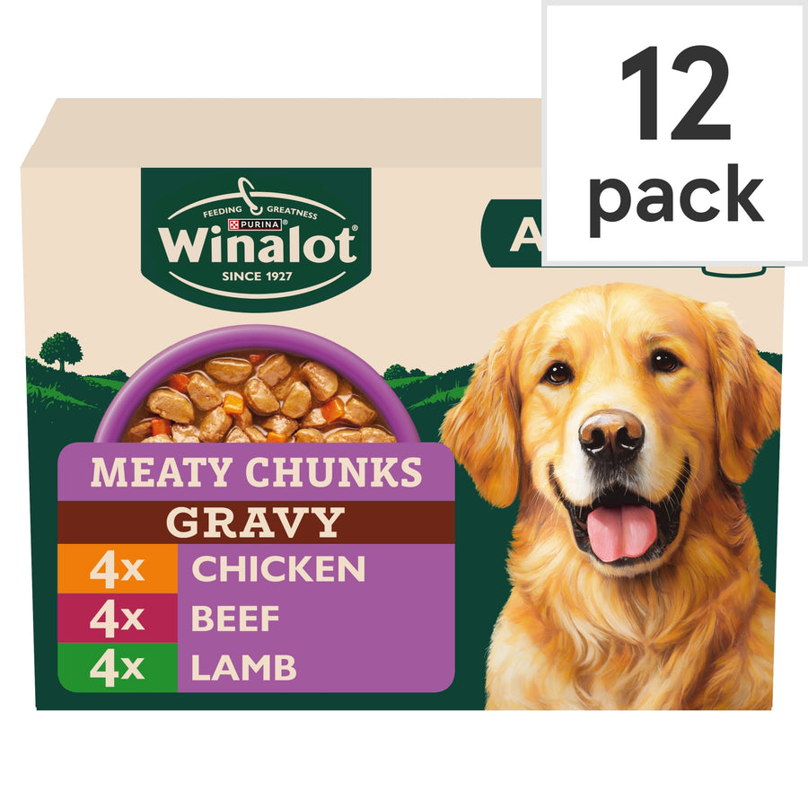 WINALOT Meaty Chunks Mixed in Gravy Wet Dog Food 12x100g