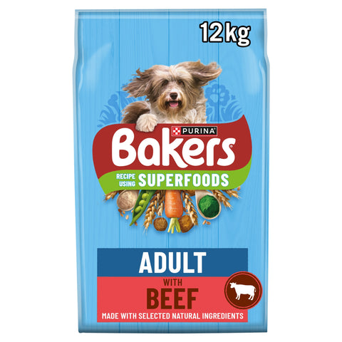 Bakers Adult Dry Dog Food Beef and Veg 12kg